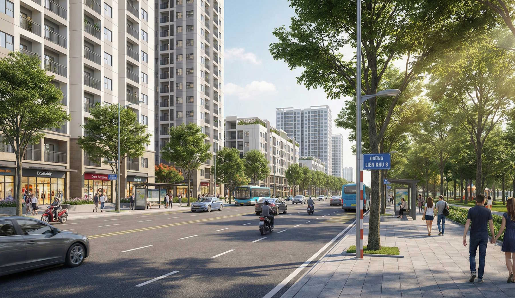 Phối cảnh tháp đôi C1 C2 Metropoli 5 An Khánh